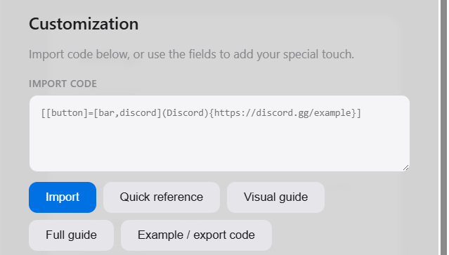 Customisable settings example 1